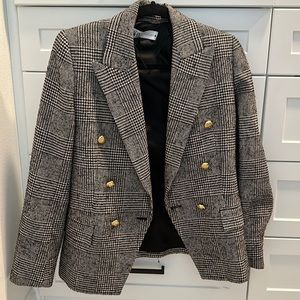 Houndstooth brown and black tweed blazer small Zara